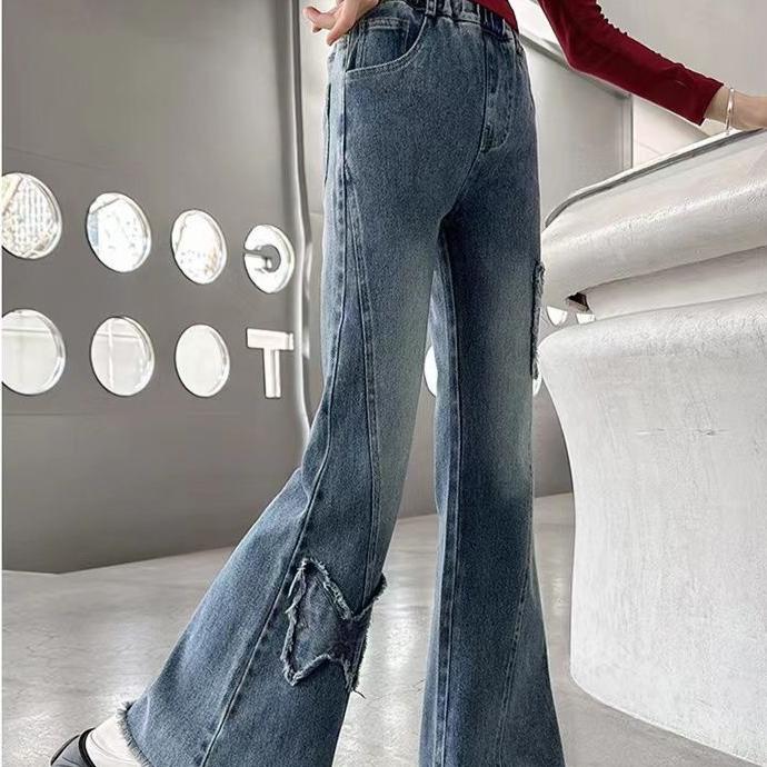 Девочки Клеш Весенние и Осенние Джинсы Детские Осенние Брюки Слим