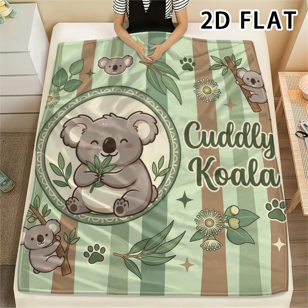 1Pc Koala Print Flannel Blanket,High quality Comfortable for All Seasons,Home Decor,Warmth and Comfort,Perfect for Christmas Gifts