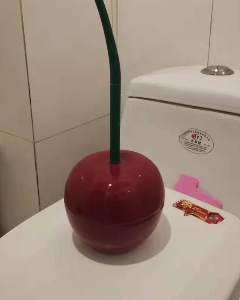 Щетка для унитаза вишневого цвета с основанием, креативный милый держатель щетки для чистки унитаза, гибкая щетка с мягкой щетиной, аксессуары для ванной комнаты