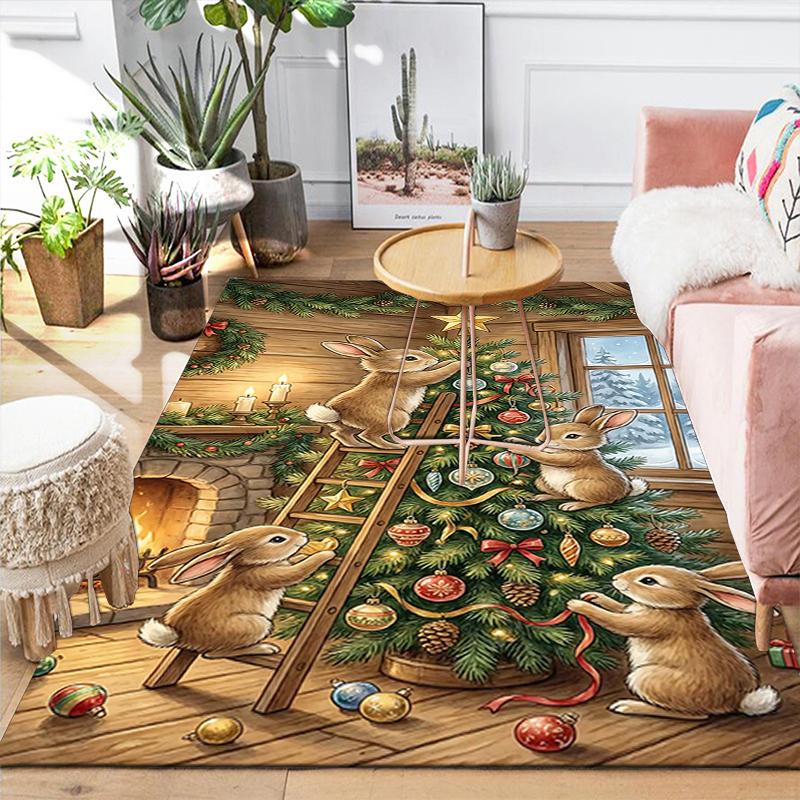 1Pc Christmas Night Celebration Rug Office Carpet Indoor Outdoor Doormat Nonslip Soft And Comfortable Living Room Christmas Halloween Gift D91823