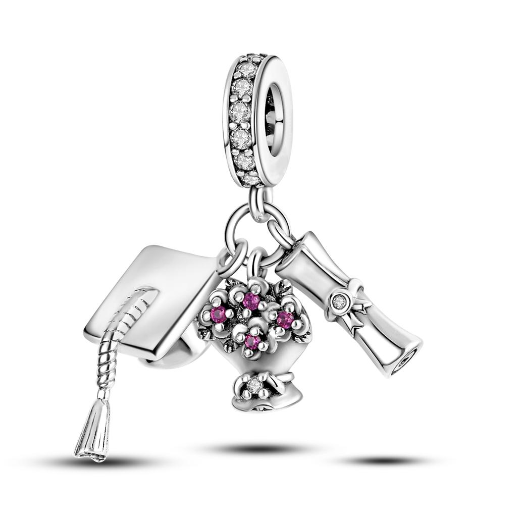 Медные шармы Выпускной Кампус Академическая шапочка Бусины Подходят для оригинального браслета DIY Подвески Ювелирные изделия Подарок