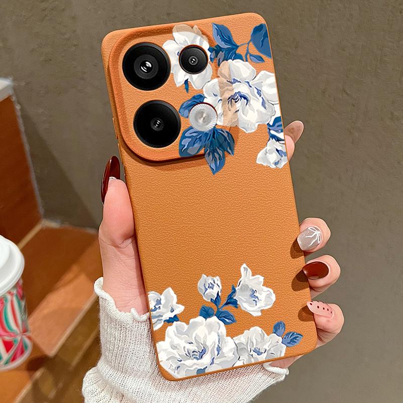 Чехол с цветочным узором белой гардении для Xiaomi 14T 13T 11T Pro Funda Redmi Note 14 13 12 11 Pro 5G 4G Силиконовая накладка с текстурой кожи