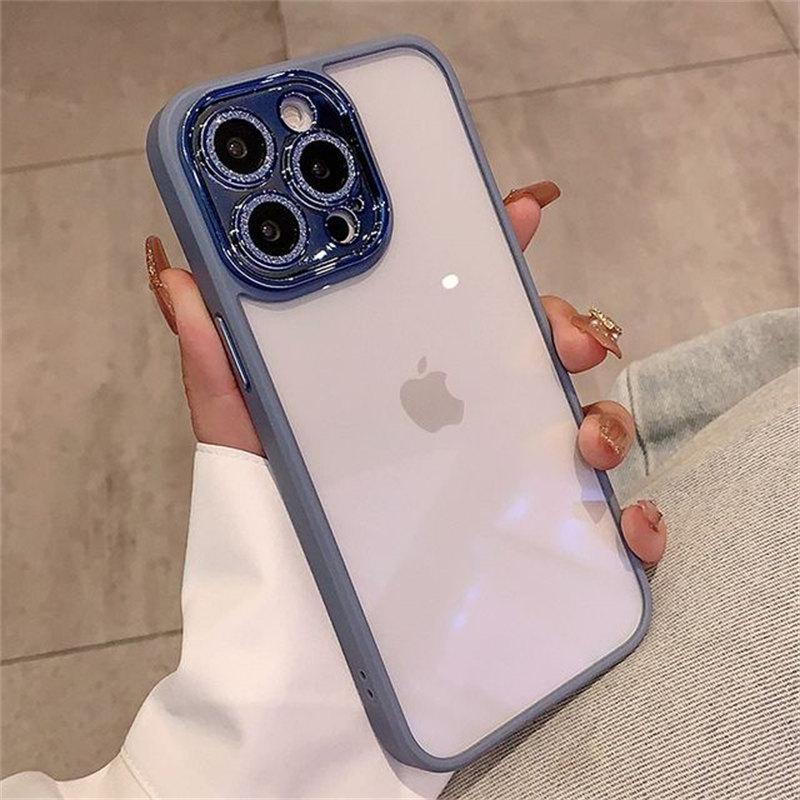Роскошный прозрачный чехол с блестками и бриллиантами для iPhone 15 14 13 12 11 Pro Max Plus, защита объектива, противоударный чехол-бампер