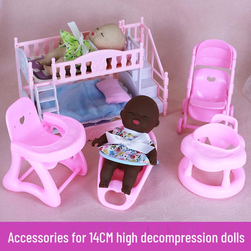 10-15cm Black Doll Accessories: Bunk Bed, Stroller, High Chair, Sleeping Bag, Swing & Rocking Chair for Natasha