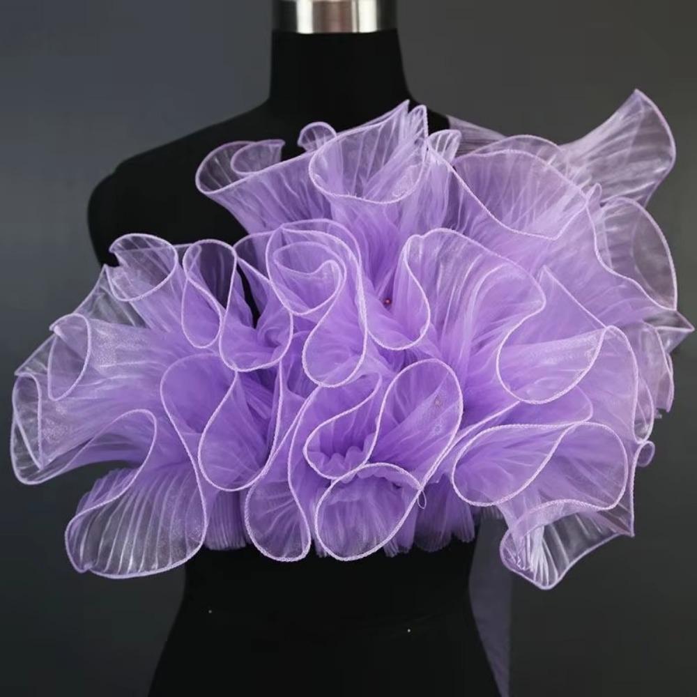 2025 15CM Wide Pleated Mesh Lace Transparent High Quality Big Wave Chiffons Fabric DIY Material Dress Accessories