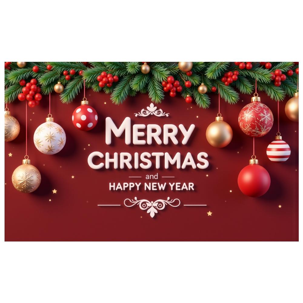 Баннер С Рождеством Золотой Акцент Праздничный Декор Баннер Праздничный Баннер Декоративный Шар Для Новогоднего Празднования Новогодняя Ночь