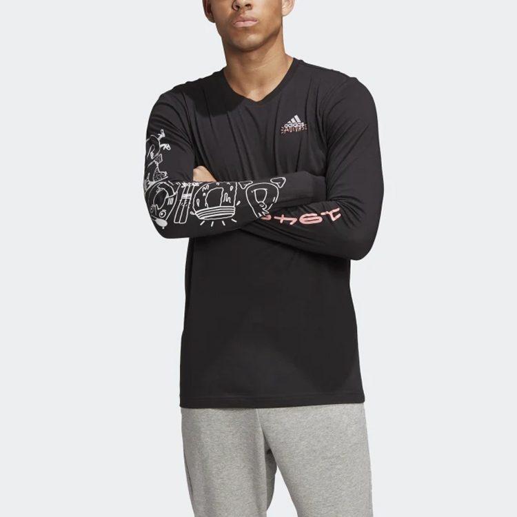 adidas Футболки Мужские Черные С Круглым Вырезом Умеренный Прямой Крой FN1717