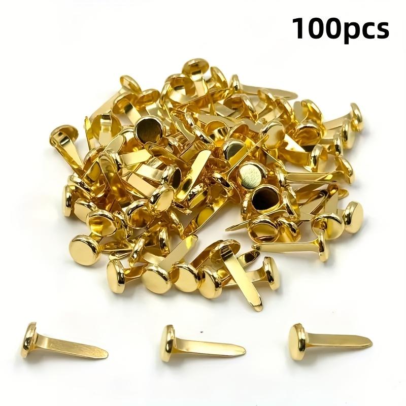 100 шт. Золотые ножки-пуговицы для скрапбуков, бумажного искусства и DIY арт-проектов - Металлические крепежи, Круглые, Школьные принадлежности