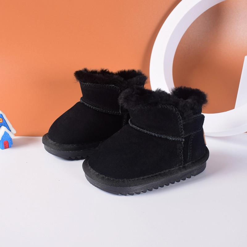 Winter Baby Snow Boots Leather Thick Plush Warm Toddler Kids Shoes Little Girls Boys Boots EU 15-25