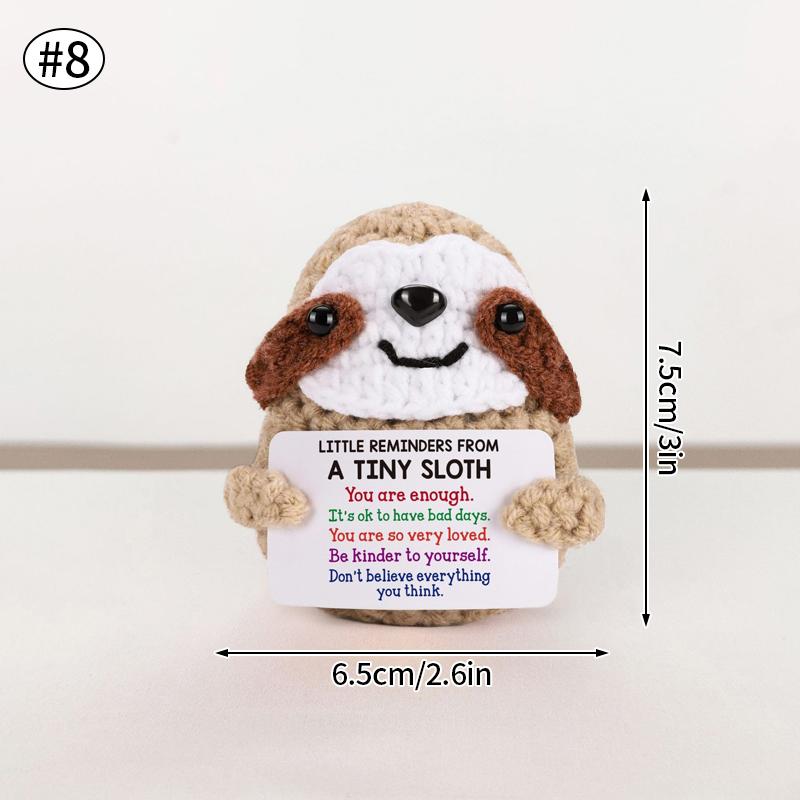 Positive Mini Animals Doll Crochet Bee Doll With Card Handmade Knitted Animals Inspirational Doll Thank You Gift For Women Men