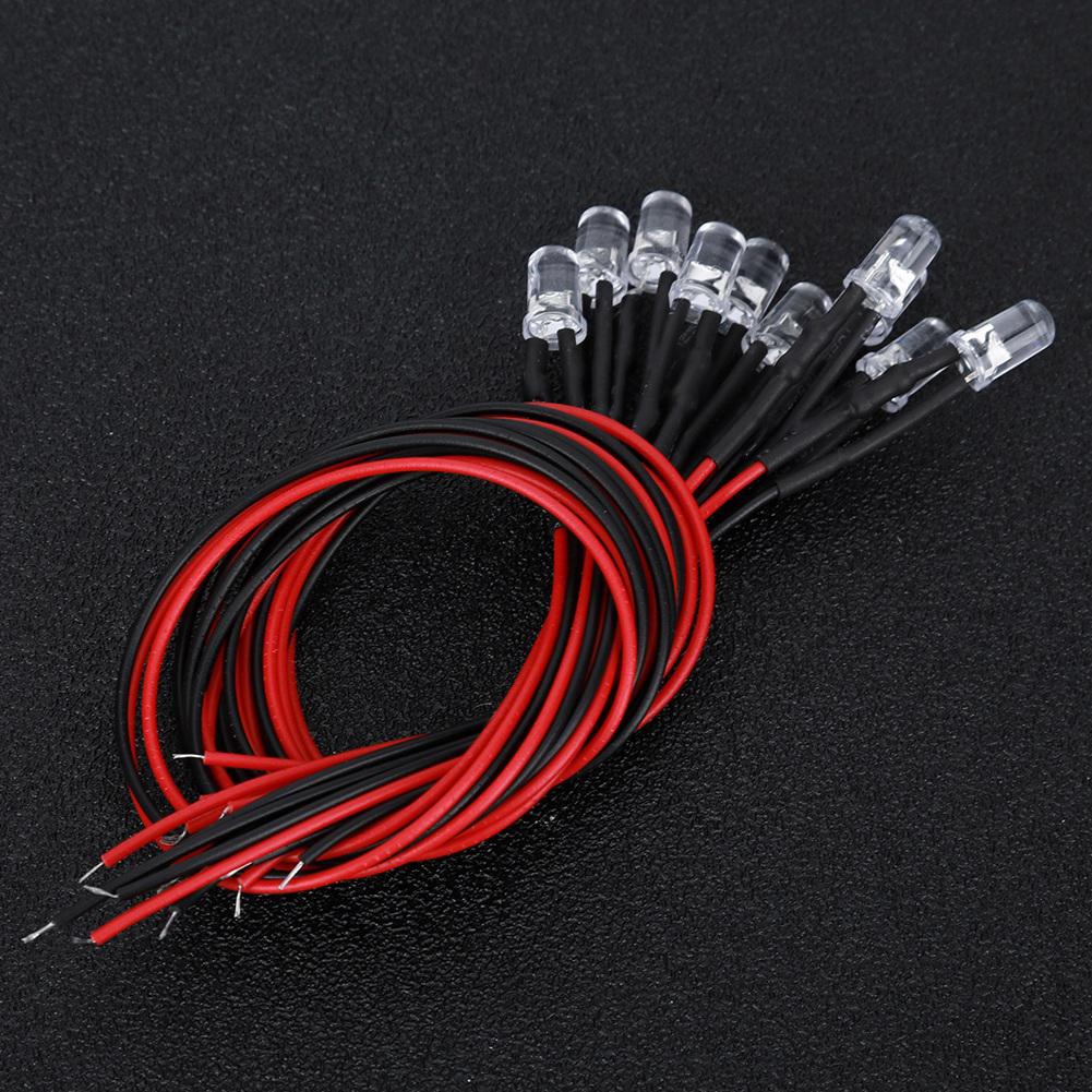 12V Предварительно подключенный светодиод с 5-мм круглой головкой, светодиодная бусина высокой яркости, теплый белый
