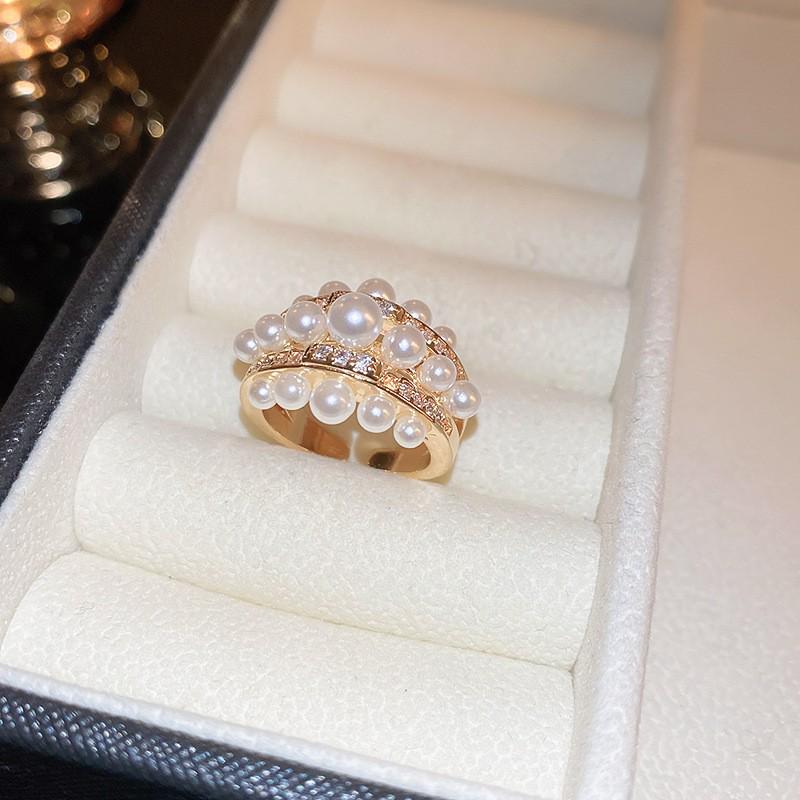 Изысканное золотое гальванизированное кольцо с бабочкой из циркония и жемчуга - французские роскошные ювелирные изделия