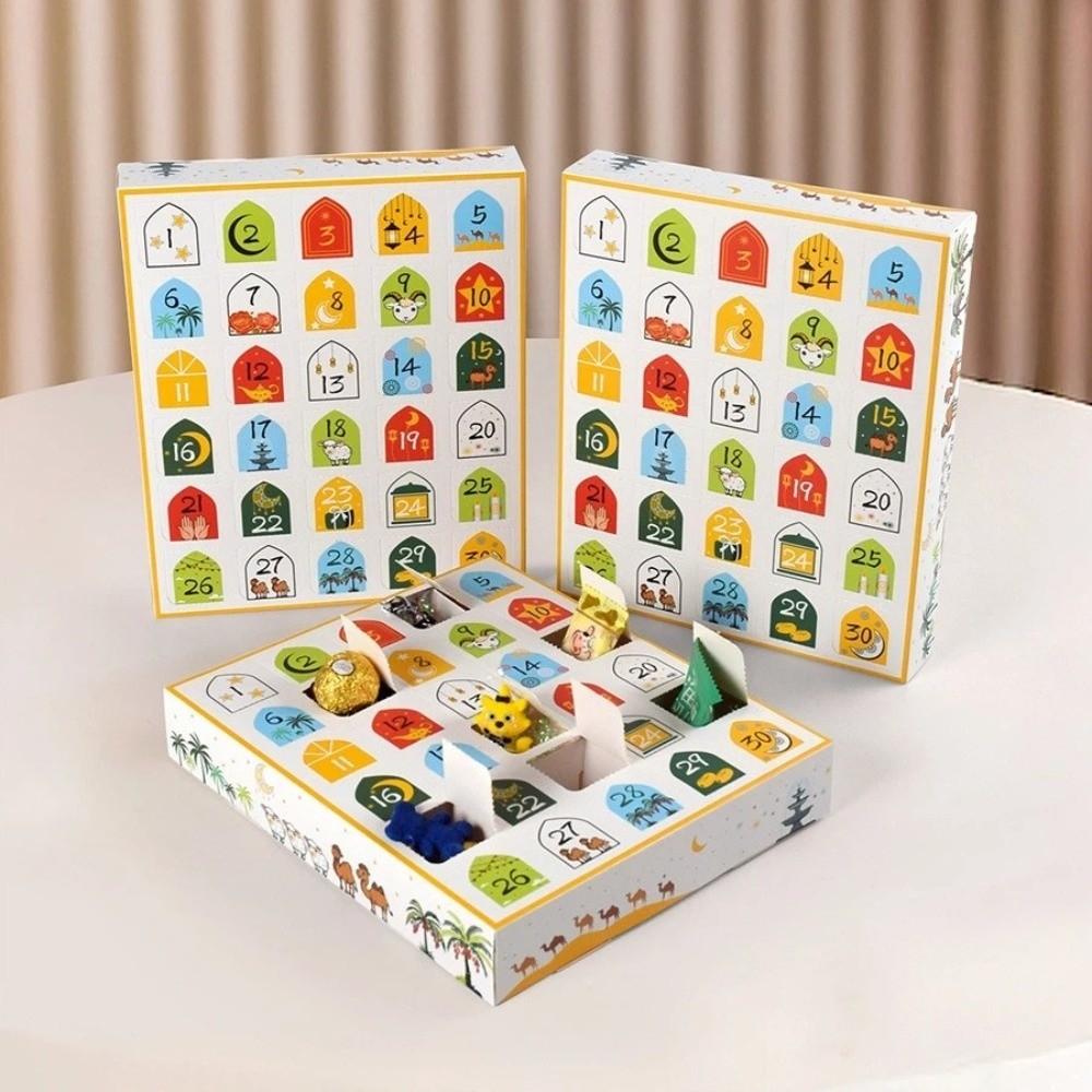 5pcs Eid Countdown Advent Calendar Gift Box Empty Ramadan Mubarak Surprise Gift Box 30Days Countdown Surprise Box Party