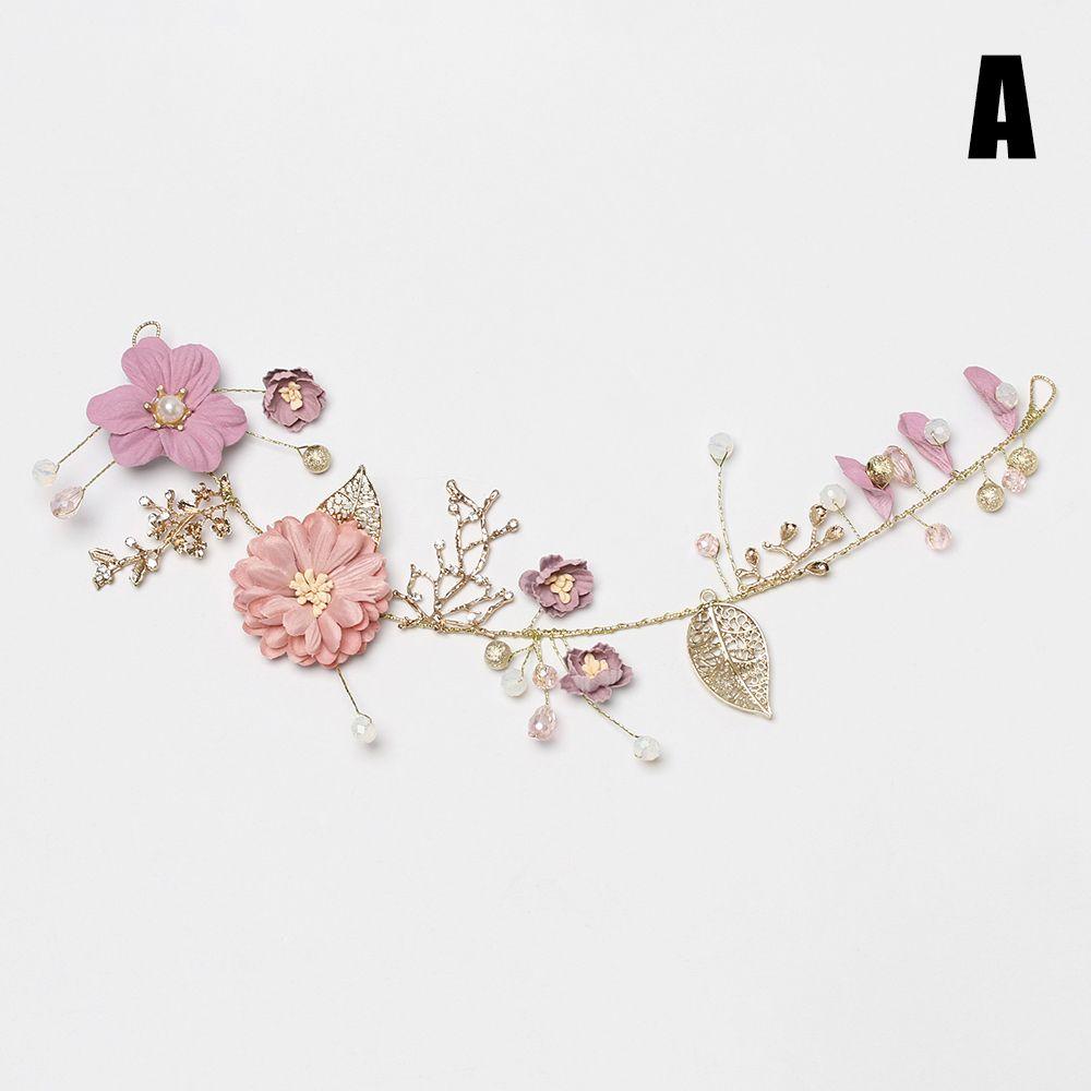 Hair Jewelry Headpiece Crown Purple Flower Tiara Pearl Hair Band Bride Headwear Headdress