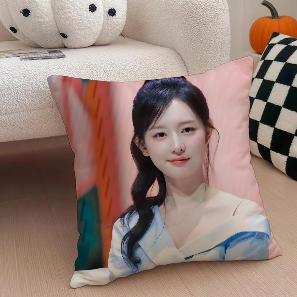 Talented Korean Beautiful Actress KKim Ji Won Cushion Cover Throw Pillow Cover Hidden Button Durable Polyester Chair Cushion