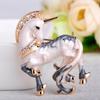 Newest White Horse Shape Brooch Gold Color Texture Enamel Brooches For Men Boys Coat Collar Sweater Animal Jewelry Pins