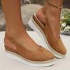 Plus Size Women's Espadrille Wedge Sandals 2024 New Summer Casual Comfortable Slip-On Closed Toe Platform Shoes Sandalias Mujer