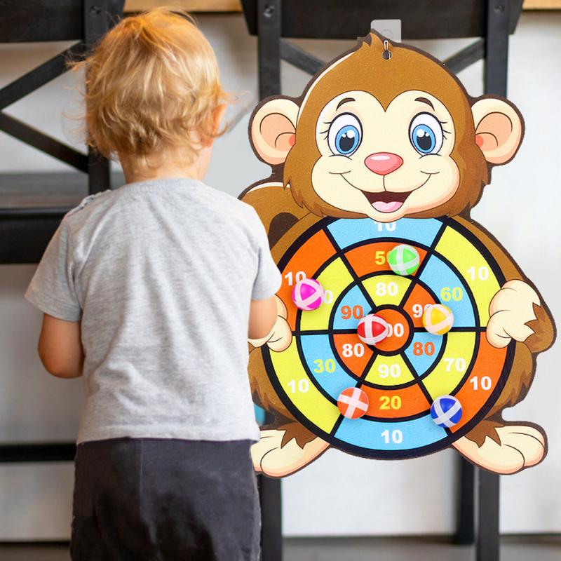 Kids Target Sticky Ball Dartboard Sports Game Toys Interactive Throwing Board Games Set For Outdoor