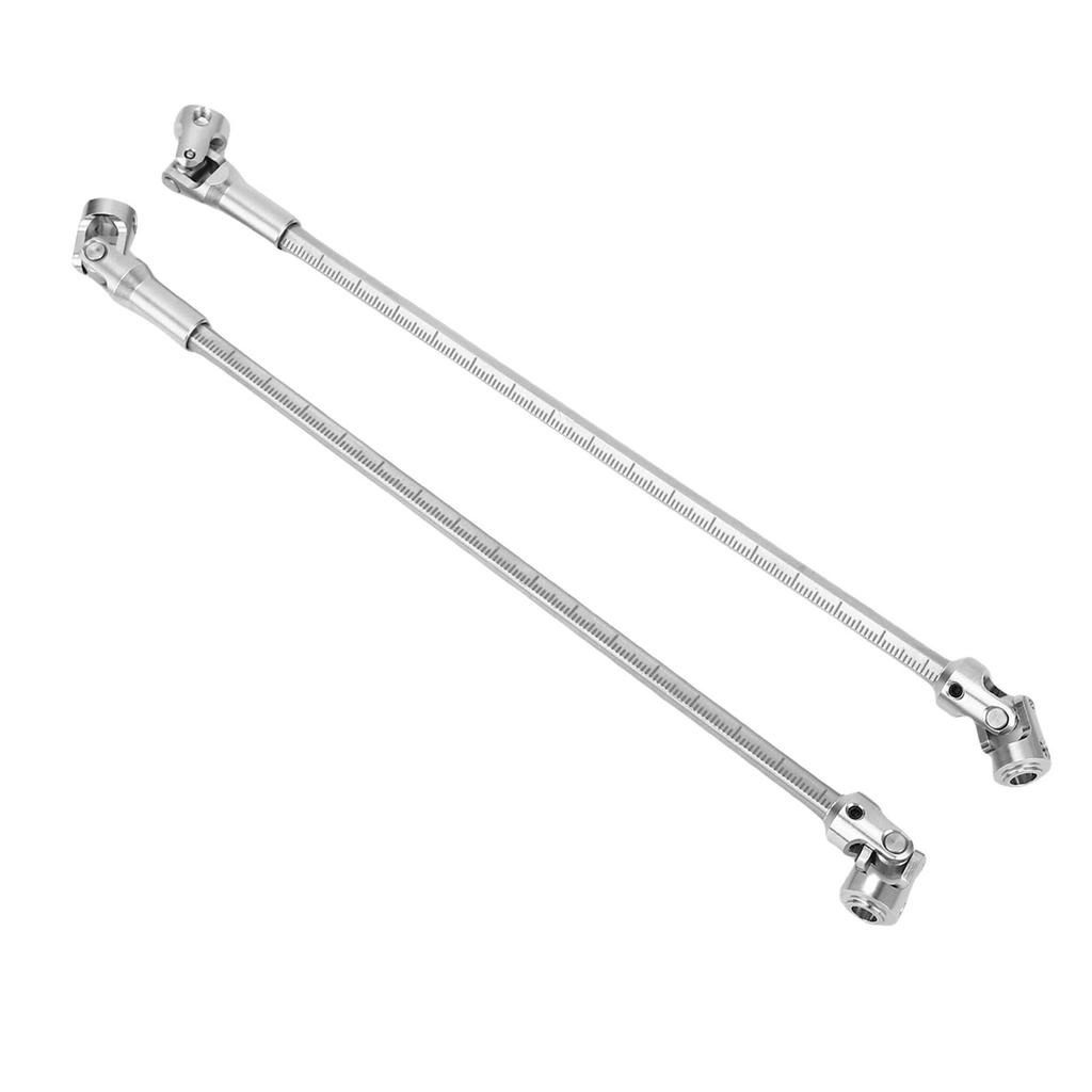 2PCS RC Crawler Driveshafts Stainless Steel Cutting Length Universal RC Joint Drive Shafts for 1 10 LCG Silver