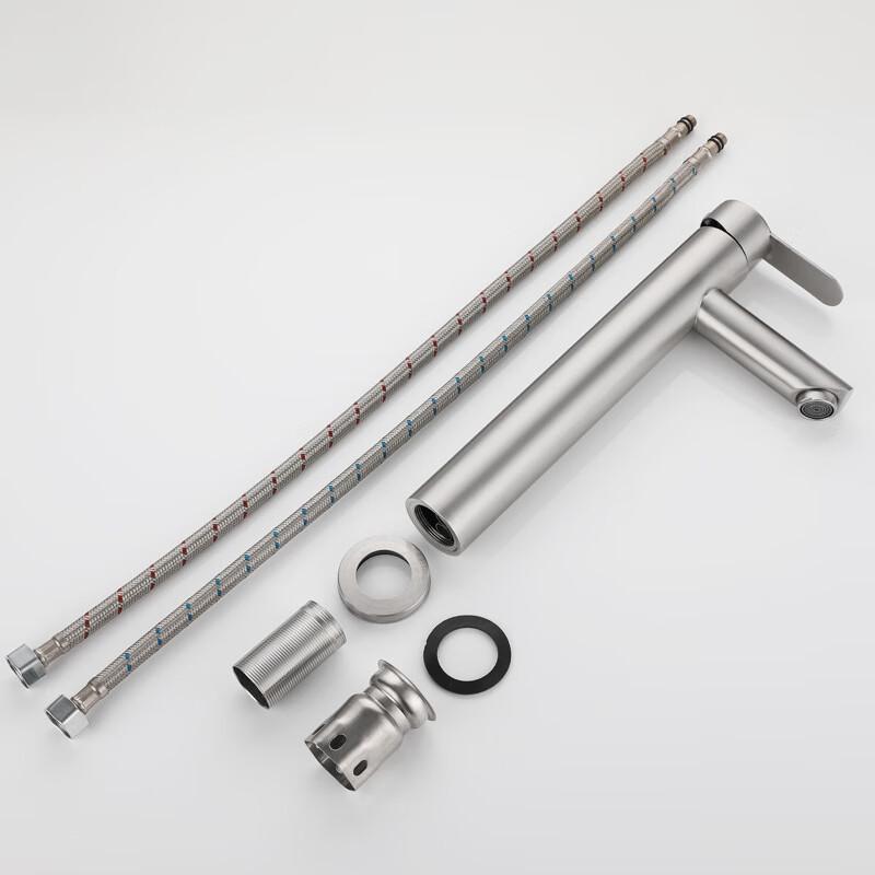 TLXT Stainless Steel Wide Handle Bathroom Sink Faucet