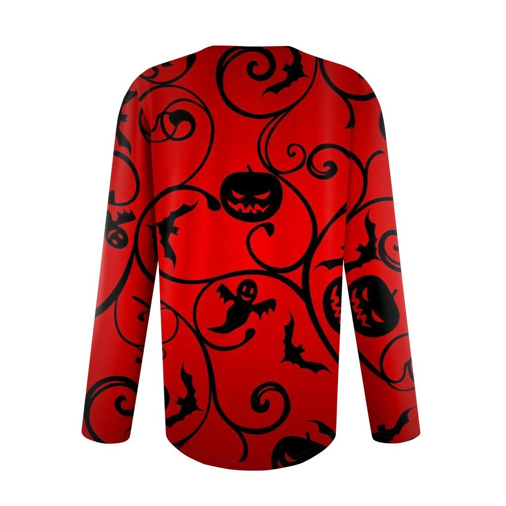 Женская осенняя мода повседневные топы на Хэллоуин с длинным рукавом рубашки свободные пуловеры