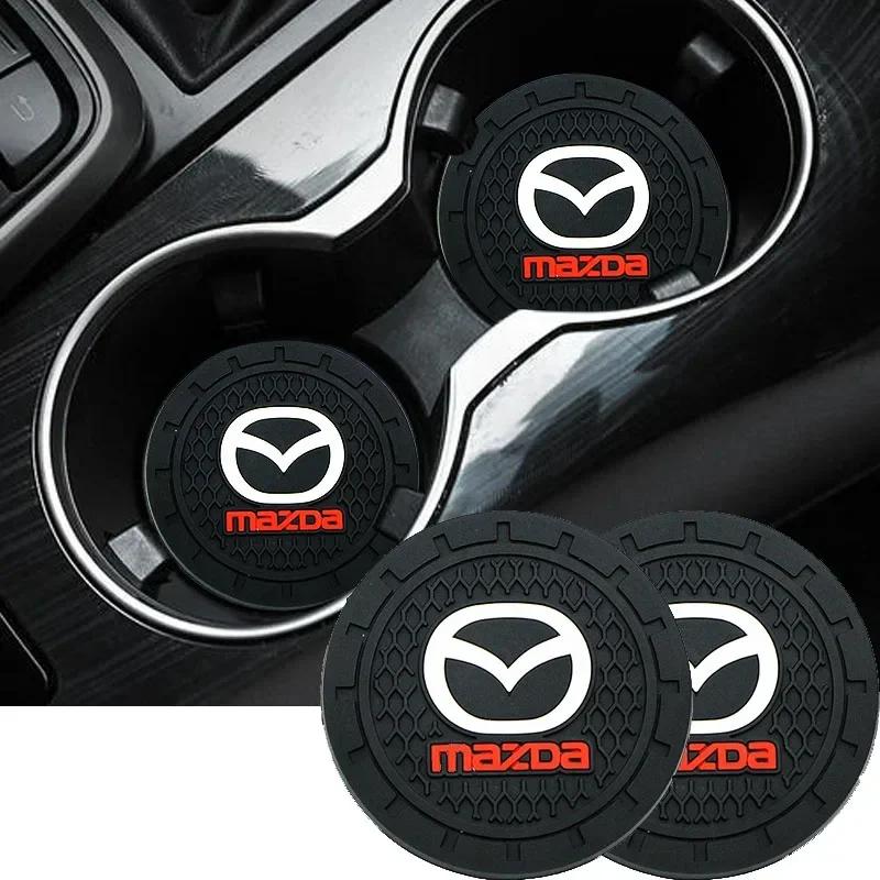 2PCS Car Interior Decoration Water Cup Coaster Non-slip Mat For Mazda 3 Axela Mazda 6 Atenza CX-5 CX5 Accessories