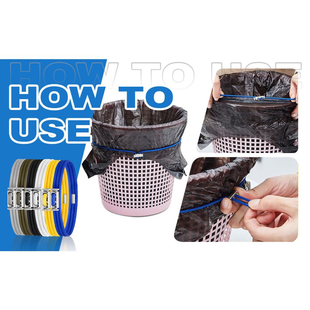 6PCS Multifunctional Elastic Trash Can Bands Adjustable Rubber Bands Cord Lock Household Garbage Can Bands For Home Office