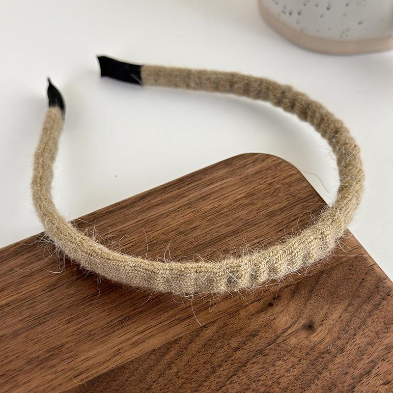 Retro Autumn Winter Wool Knitting Headbands Fashion Plush Elastic Hair Bands For Woman Girls Simple Sweet Temperament Hair Hoop