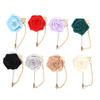 8PCS Simple Beautiful Ribbon Metal Golden Leaf Chain Bridal Rose Flower Brooch Pin Decoration