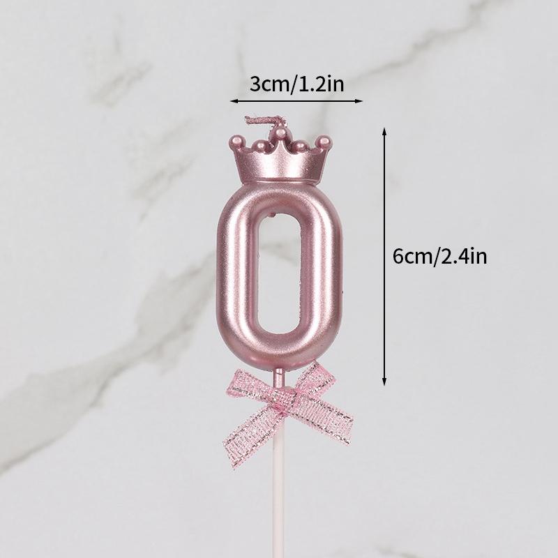 Розовая свеча-корона День рождения 0-9 Номер Украшение для торта Цифровые свечи Десертная вставка Декор Вечеринка Юбилей День Украшение для торта