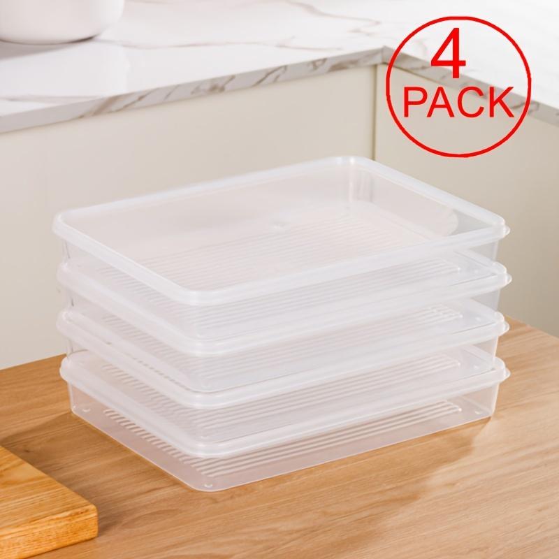 4-Pack Airtight Rectangular Dumpling Containers, BPA-Free Plastic PP Food Storage Box, Freezer-Safe with Lids