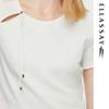 ELLASSAY Women's Elegant Hollow Design Short-Sleeve T-shirt