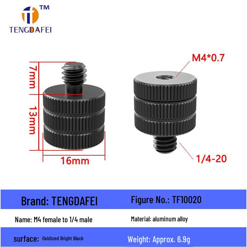 Reversible 1/4" Male To 3/8" Female Adapter for Camera Tripod Ball Head with M4-M8 Conversion Screws