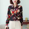 Spring Autumn Women Casual Fashion Floral Printed Shirt Lady Long Sleeve All-match Button Top Female Polo-neck Chiffon Blouse
