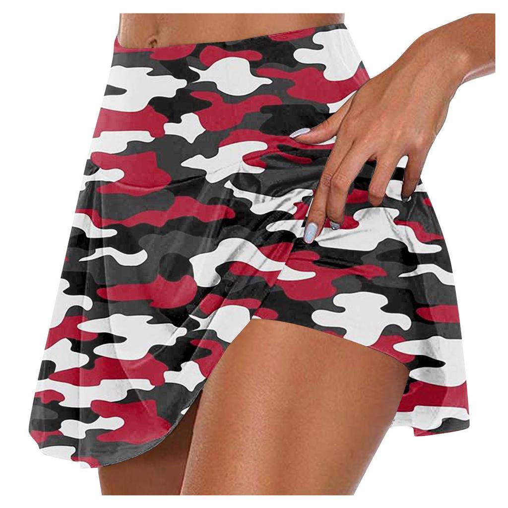 Women's Athletic Stretchy Pleated Tennis Skirts Run Yoga Inner Shorts Elastic Sports Golf Skorts