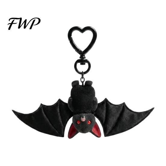 Gothic Bat Keyring Plush Black Keychain Transformable Key Ring Pendant Soft Backpack Bag Purse Charm Halloween Gift for Lovers Lightweight