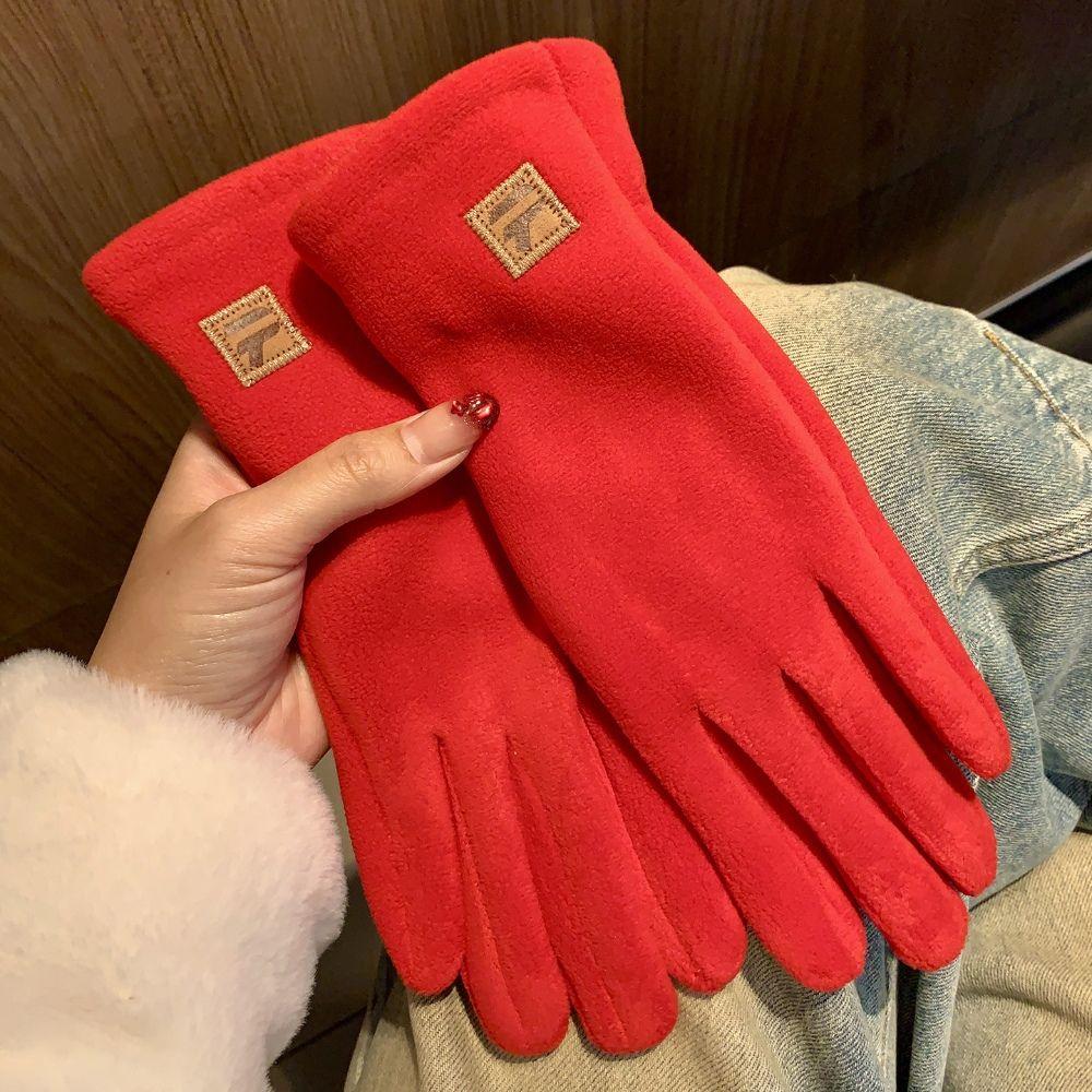 Thick Winter Fleece Lined Gloves Cold Proof Warm Full Finger Gloves Outdoor Activities
