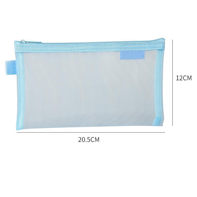 Large Capacity Simple Color Pencil Case Student Exam Series Hand Account Net Yarn Transparent Stationery Storage Supplies Bag
