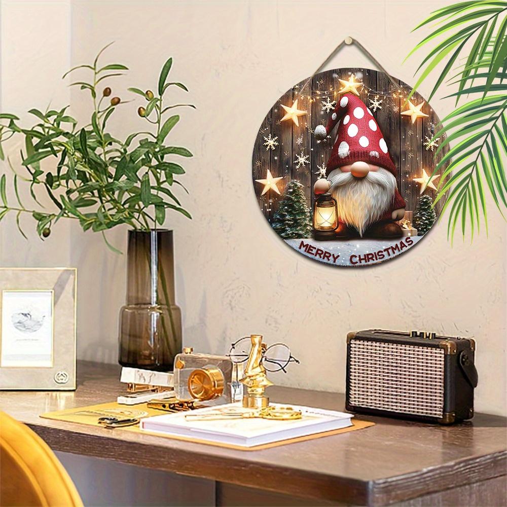 Очаровательная деревянная табличка «Гном Рождество», круглая табличка «Веселого Рождества» с гномом для декора на входную дверь, стену, идеальное рождественское украшение