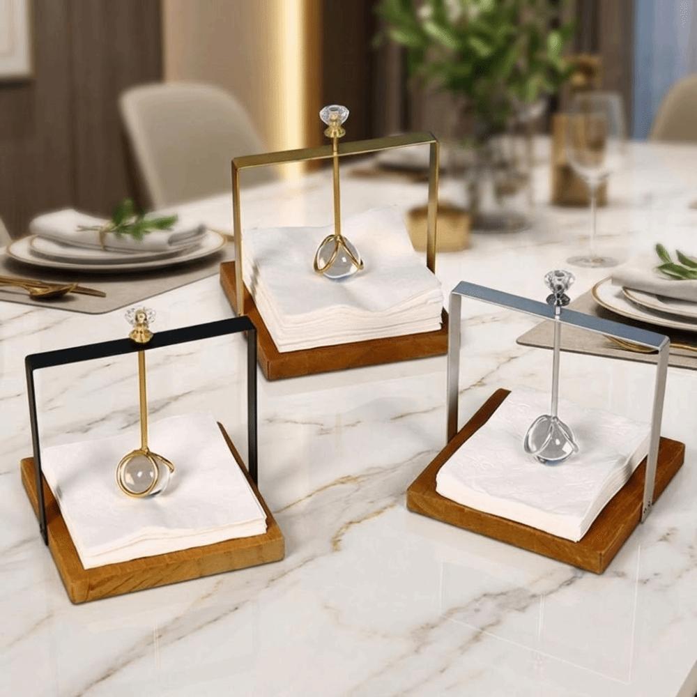 Light Luxury Metal Napkin Holder Creative Tissue Storage Box Tabletop Tissue Rack Restaurant