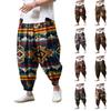 Ethnic Style Print - Casual Wide-leg Pants, Men's Loose Casual Pants