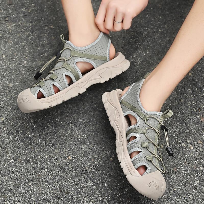 Модные новые мужские сандалии для улицы, обувь для ходьбы против течения, дышащие летние аквашузы, резиновые сандалии с воздушной сеткой, вейдерсы, быстросохнущие пляжные кроссовки