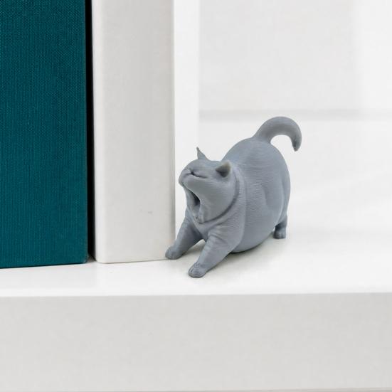 3D-печатная статуэтка зевающего кота, милая фигурка спящего кота для полки, спальни, современный минималистичный декор для дома, подарок для любителей кошек