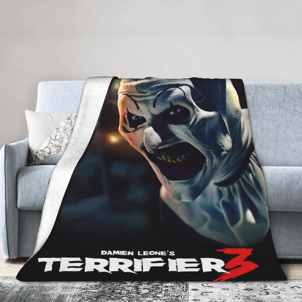 Terrifier Horror Film Warm Plush Throw Blanket for Kids and Adults Soft Flannel Bedspread for Sofa Bed Living Room Decor