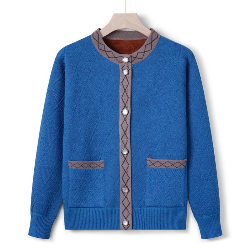 Grandma's Spring and Autumn Sweater, Middle-aged Man's Fleece Thickened Knitted Sweater, Old Woman's Mother's Autumn Cardigan