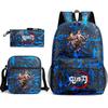 New Schoolbag Animation Three-piece Set Heat Transfer Schoolbag Small Shoulder Pencil Bag Primary and Secondary School Students Backpack