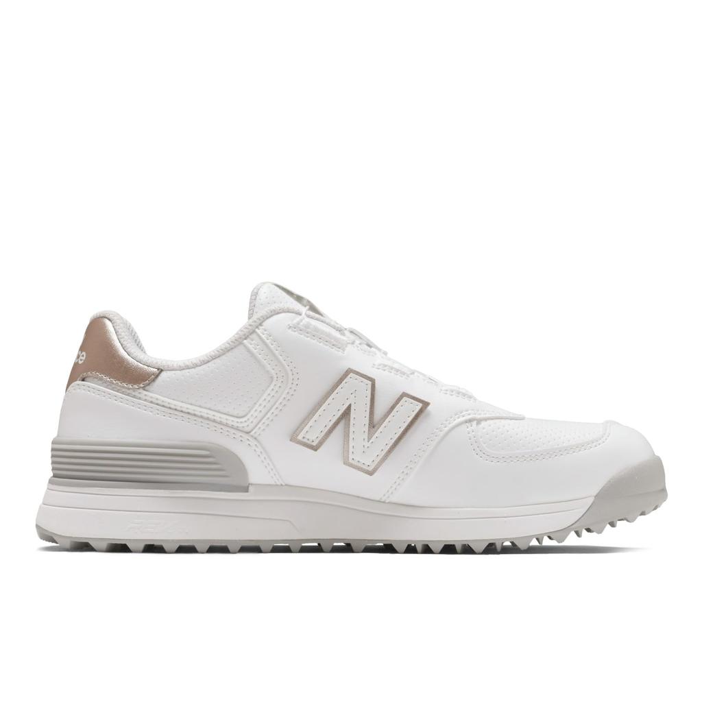 New Balance 574 V4 BOA Spikeless Golf A4 Size 2E Shoes, Women's, (White/Gold), 23.5 Cm,