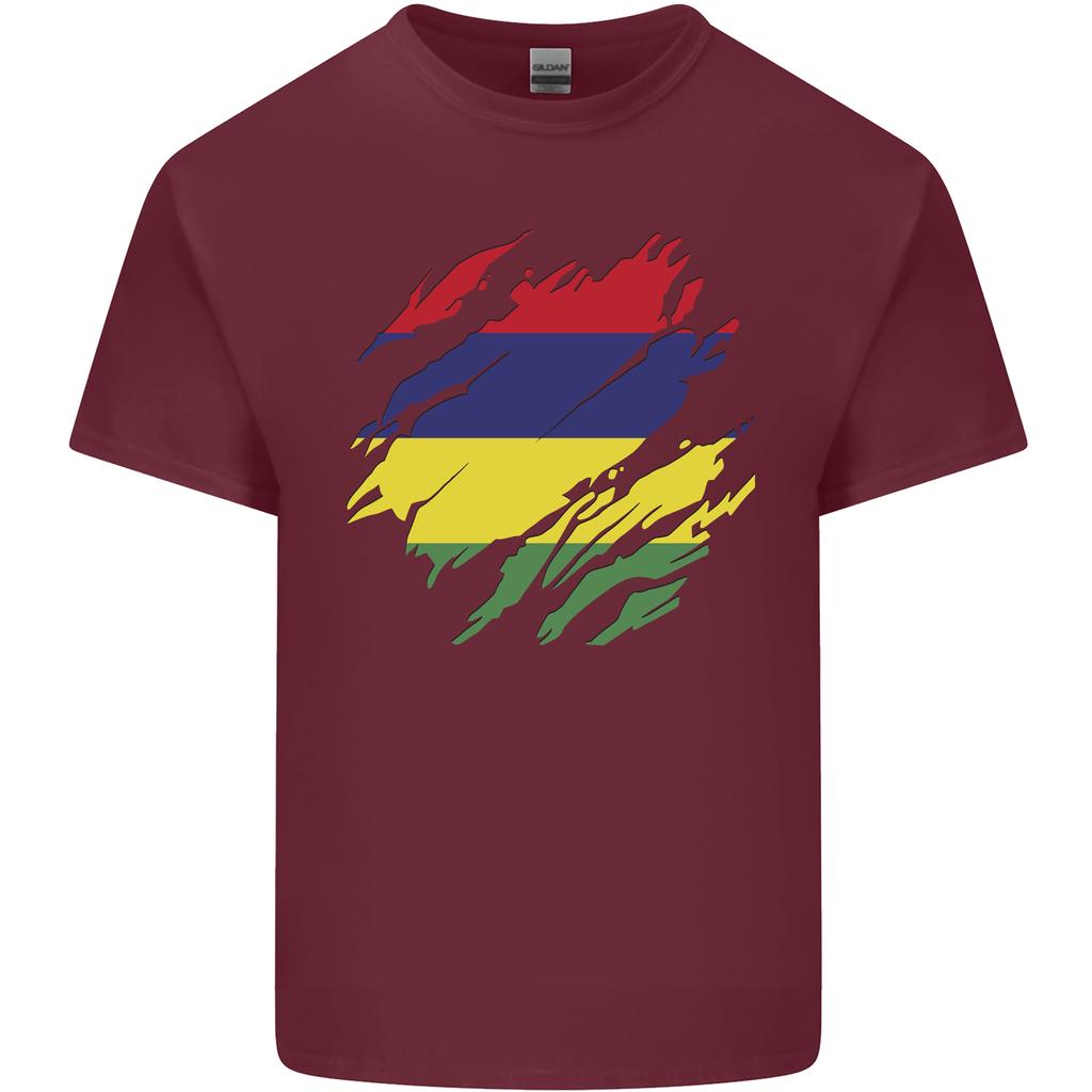 Torn Mauritius Flag Mauritians Day Football Unisexs Light Cotton TShirt