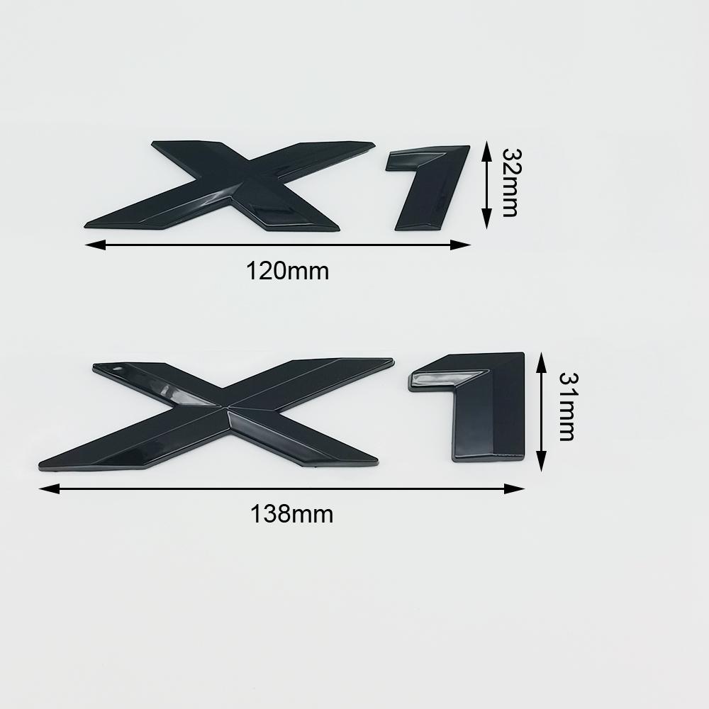 3D ABS Chrome Black Logo X1 Emblem Letters Nameplate Sticker Car Rear Trunk Badge For BMW X1 E84 F48 U11 Styling Accessories uo2