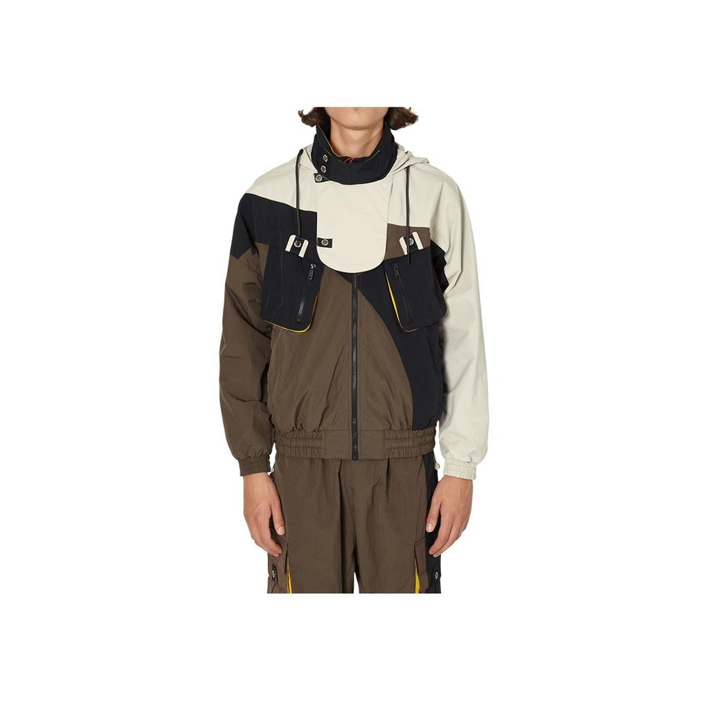 Li Ning Color Block свободная куртка мужские куртки коричневые черные AJDQ373-1